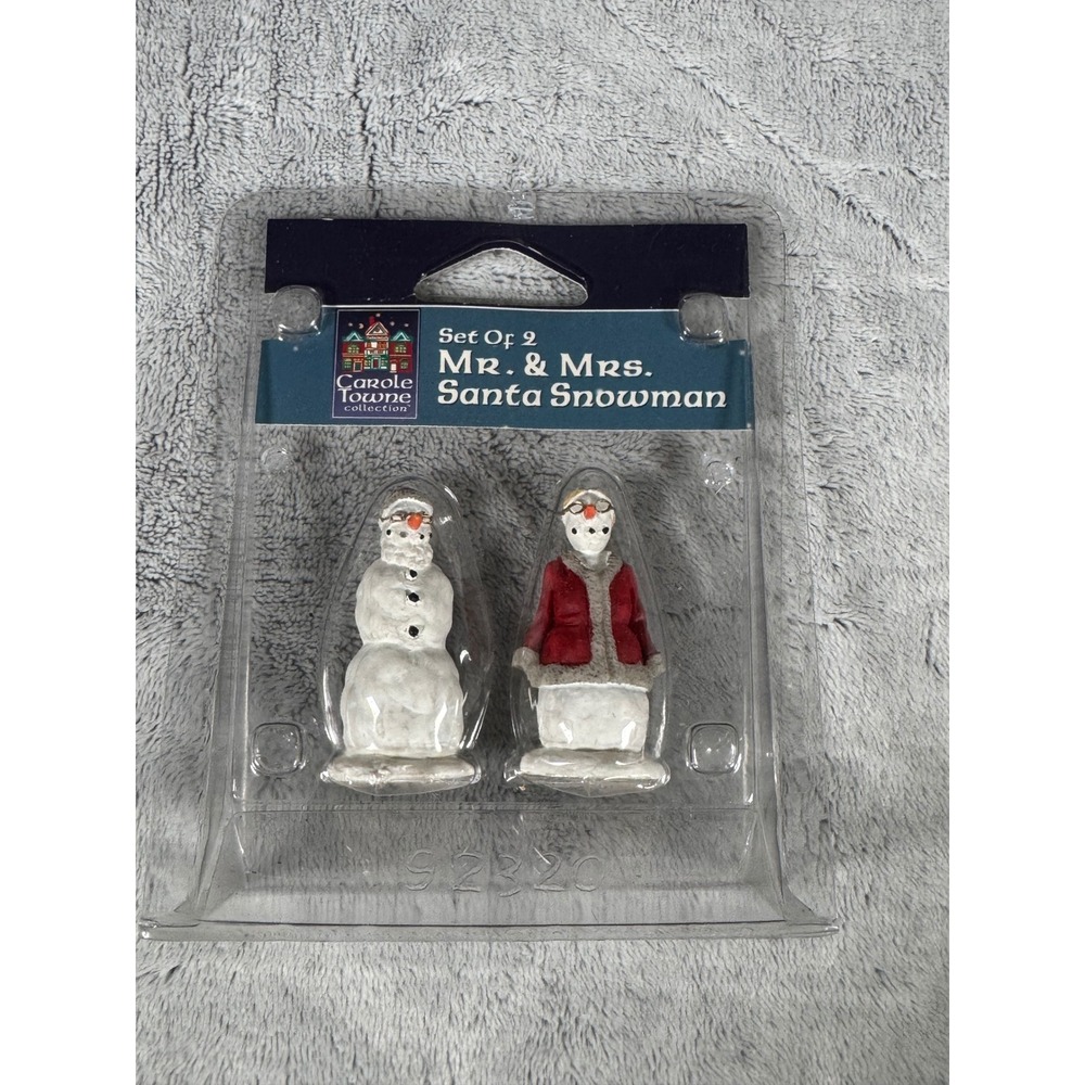 Vintage Lemax Mr. & Mrs. Santa Snowman Carole Towne Collection Christmas Village